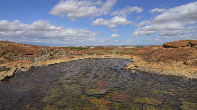 Wasserloch auf einem Granitfels im golden Outback, Frog Rock, Outcrops, Wheatbelt, Wheat-Sheep Zone, Westaustralien, Western Australia, Australien, Australia, Down Under, Video