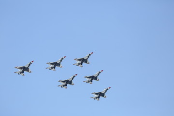 Fototapeta na wymiar The Thunderbirds over the Atlantic ocean in Florida