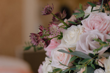 Beautifully decorated bouquet of roses