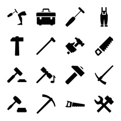Set of 16 hammer filled icons