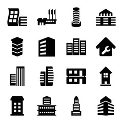 Set of 16 apartment filled icons