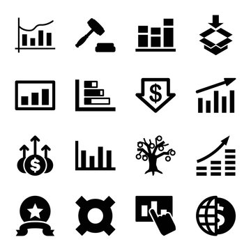 Set of 16 stock filled icons