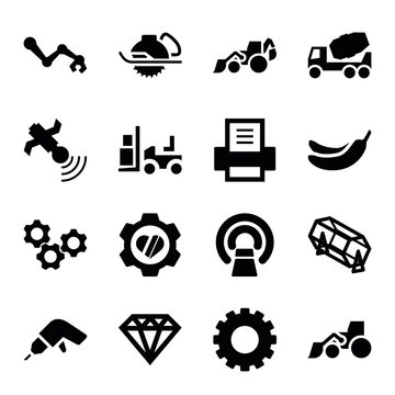 Set of 16 machine filled icons