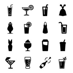 Set of 16 cocktail filled icons