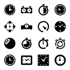 Set of 16 chronometer filled icons