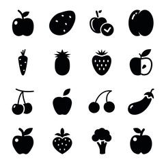 Set of 16 ripe filled icons