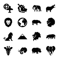Set of 16 africa filled icons