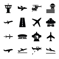 Set of 16 jet filled icons