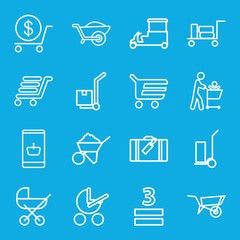 Set of 16 cart outline icons