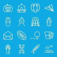 Set of 16 linear outline icons