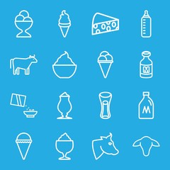 Set of 16 milk outline icons