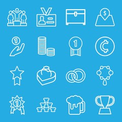 Set of 16 gold outline icons