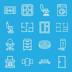 Set of 16 interior outline icons