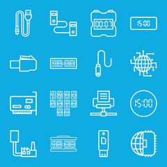 Set of 16 usb outline icons