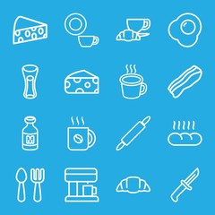 Set of 16 breakfast outline icons