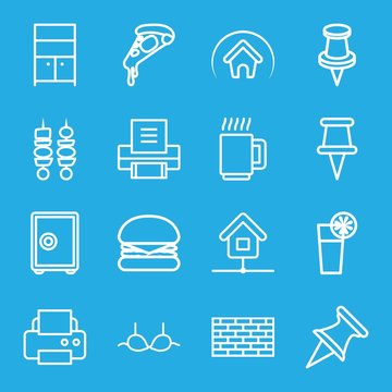 Set of 16 solid outline icons