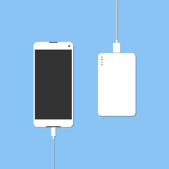 Smartphone is charging with power bank