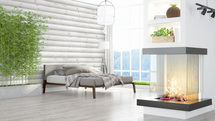 Modern bright interior . 3D rendering