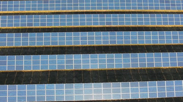Aerial view of solar panels from the drone