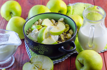 oat muesli with apples and candied fruits