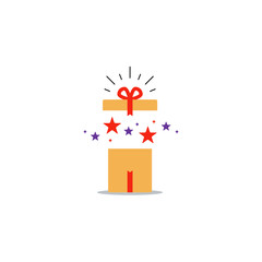 Opened gift box, surprise concept, birthday celebration - 138763584