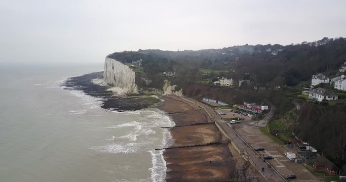 Aerial view of a sea beach in Dover, UK