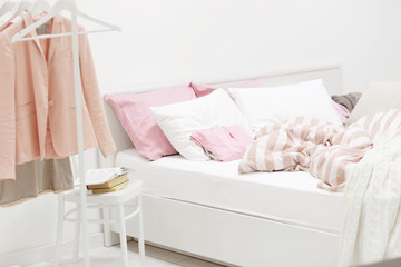 Fototapeta na wymiar Modern interior with comfortable bed