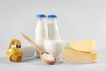 Keuken spatwand met foto Different dairy products on light background © Africa Studio