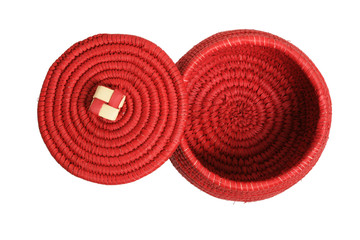 red lidded African basket