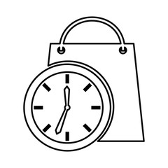 time clock with shopping bag isolated icon vector illustration design