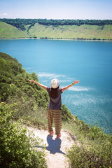 girl on the bank of the Dniester River in Bakota