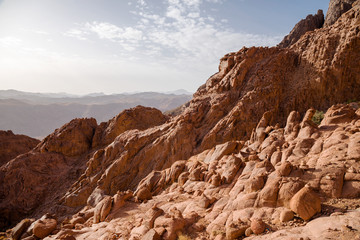 Fototapeta na wymiar beautiful landscape in the mountains of Sinai at dawn