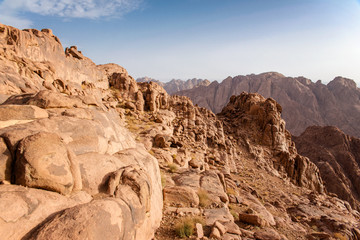 Fototapeta premium beautiful landscape in the mountains of Sinai at dawn
