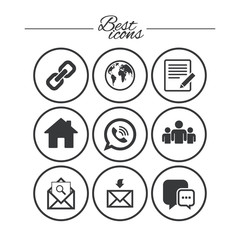 Communication icons. Contact, mail signs.