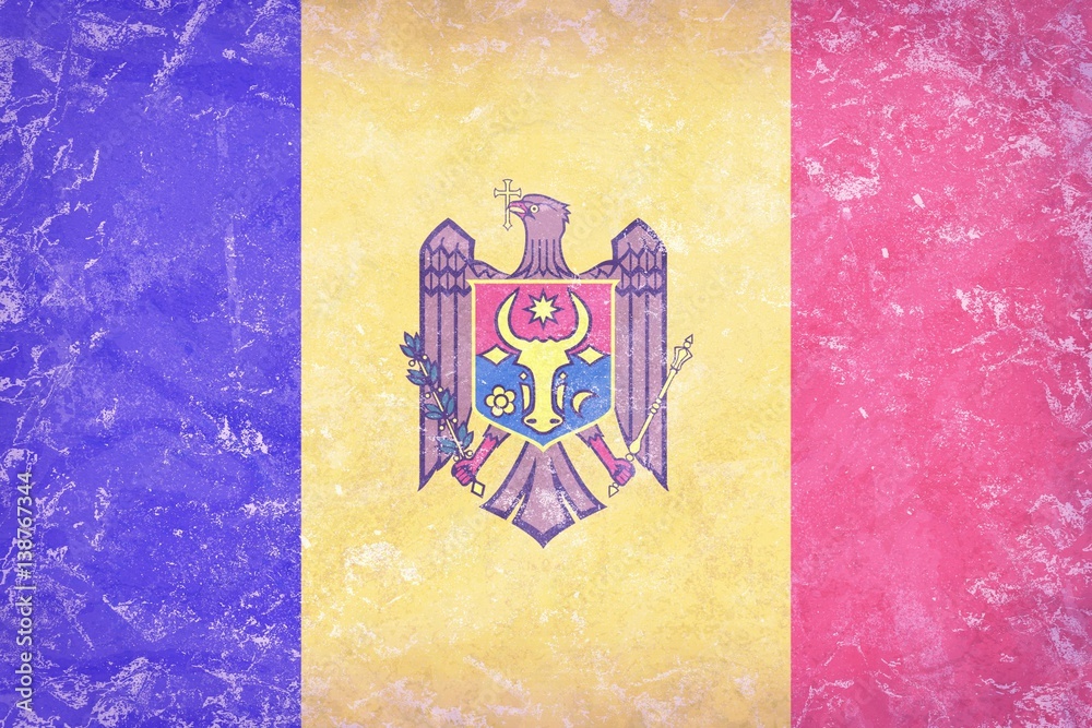 Sticker Moldova flag pattern  on rustic plaster