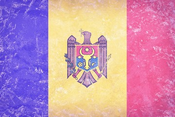 Moldova flag pattern  on rustic plaster