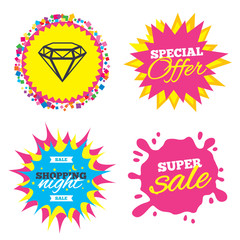 Diamond sign icon. Jewelry symbol. Gem stone.