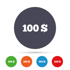 100 Dollars sign icon. USD currency symbol.