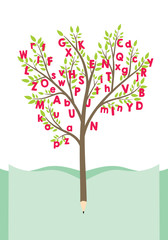 Obraz premium Tree with alphabet letters