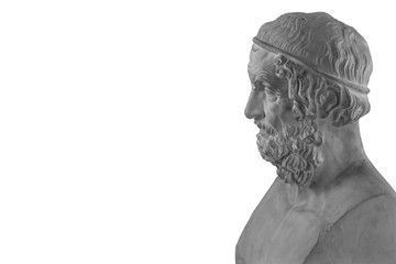 White plaster statue of the philosopher Homer