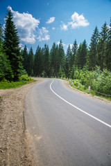 road in the Carpathian Mountains in Ukraine