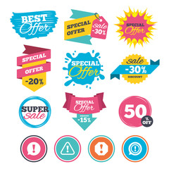 Obraz premium Attention icons. Exclamation speech bubble.