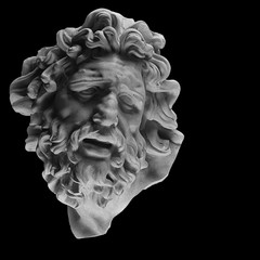 White plaster portrait sculpture of Laocoon