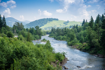 Fototapeta na wymiar fast river in the Carpathian mountains