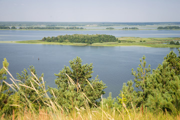 view of the island on the Dnieper River from a height
