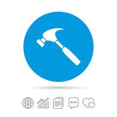 Hammer sign icon. Repair service symbol.