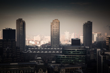 Fototapeta premium rooftop view over London on a foggy day from St Paul's cathedral, UK
