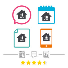 Bar or Pub sign icon. Wine bottle and Glass.