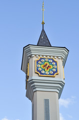 Clock tower of Kiev Academic Puppet Theater in Kiev, Ukraine.