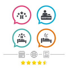 Five stars hotel icons. Travel rest place.